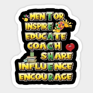 Teacher - Mentor Inspire Educate Coach Share Influence encourage Sticker